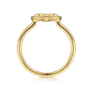 14K Yellow Plain Gold Open Heart Ladies Ring