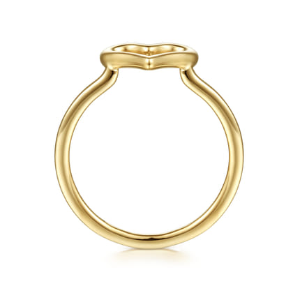 14K Yellow Plain Gold Open Heart Ladies Ring