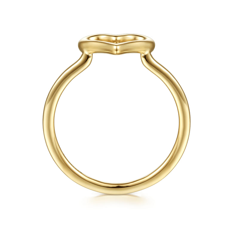 14K Yellow Plain Gold Open Heart Ladies Ring - Shot 2