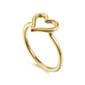 14K Yellow Plain Gold Open Heart Ladies Ring
