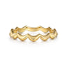 14K Yellow Plain Gold Scallop Stackable Ladies Ring