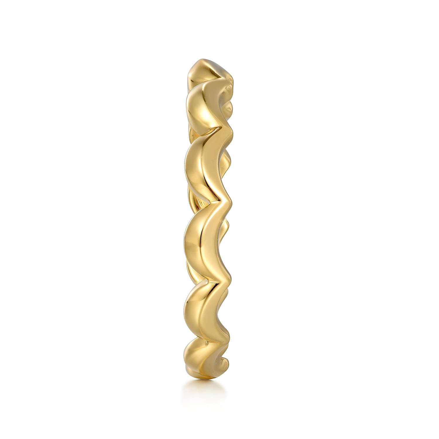 14K Yellow Plain Gold Scallop Stackable Ladies Ring - Shot 4
