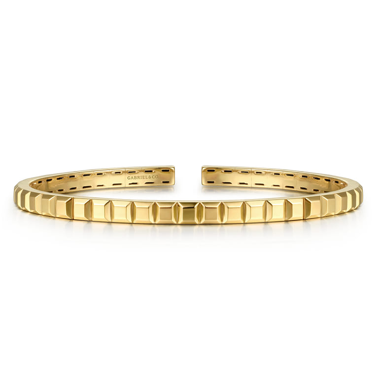 14K Yellow Plain Gold Split Bangle Bracelet - Shot 1