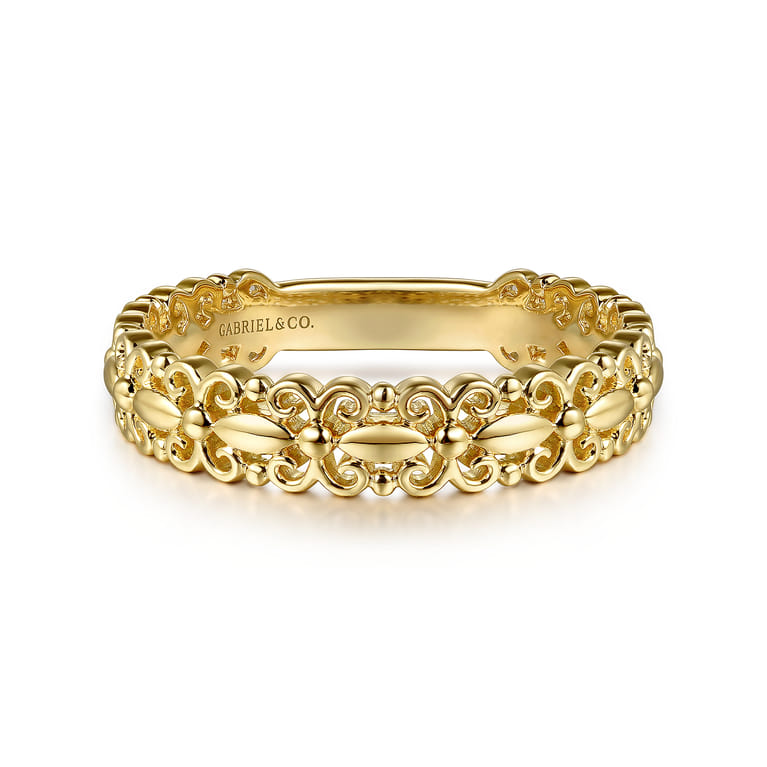 14K Yellow Plain Gold Stackable Ring - Shot 1