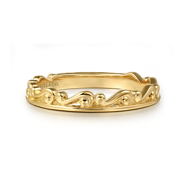 14K Yellow Plain Gold Stackable Ring - Shot 1