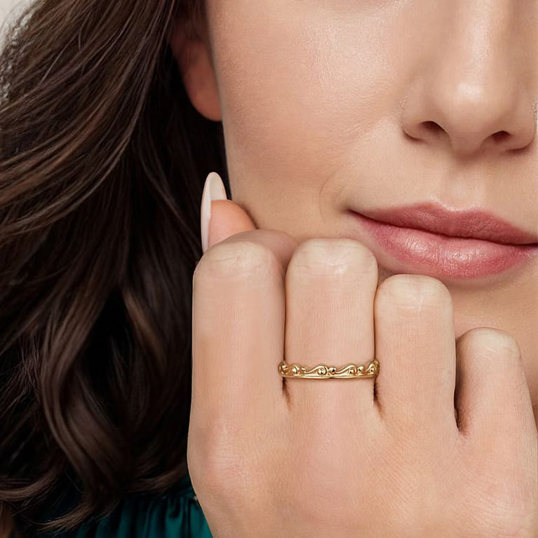 14K Yellow Plain Gold Stackable Ring - Shot 6