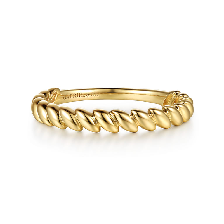 14K Yellow Plain Gold Stackable Ring - Shot 1