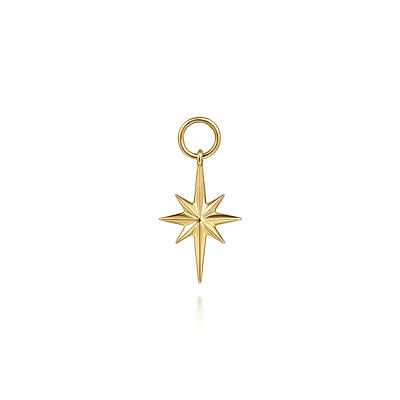 14K Yellow Plain Gold Starburst Earring Charm