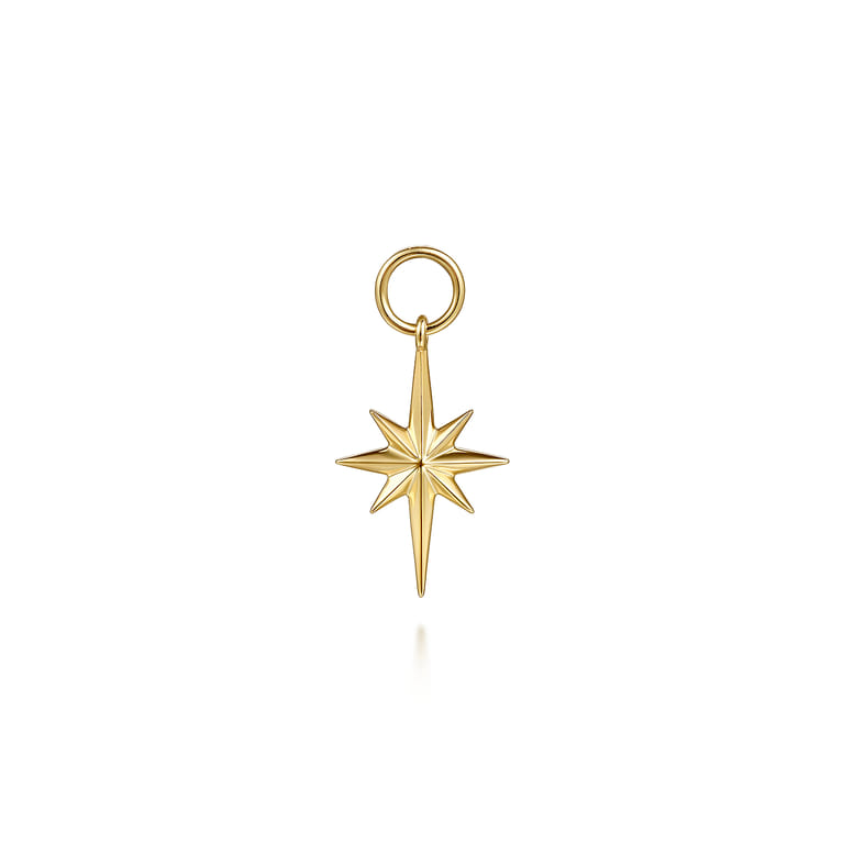 14K Yellow Plain Gold Starburst Earring Charm - Shot 1