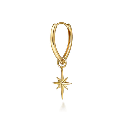 14K Yellow Plain Gold Starburst Earring Charm