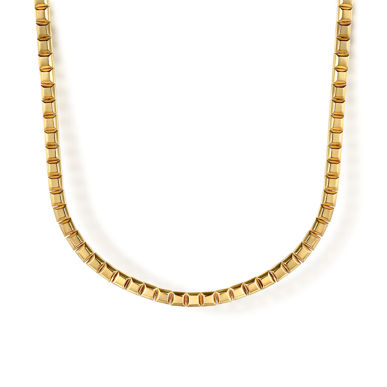 14K Yellow Plain Gold Tennis Necklace - Shot 1