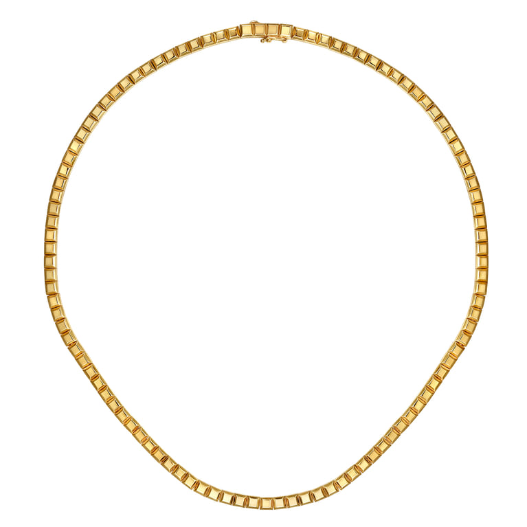 14K Yellow Plain Gold Tennis Necklace - Shot 2