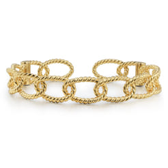 14K Yellow Plain Gold Twisted Rope Link Bangle