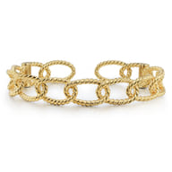 14K Yellow Plain Gold Twisted Rope Link Bangle