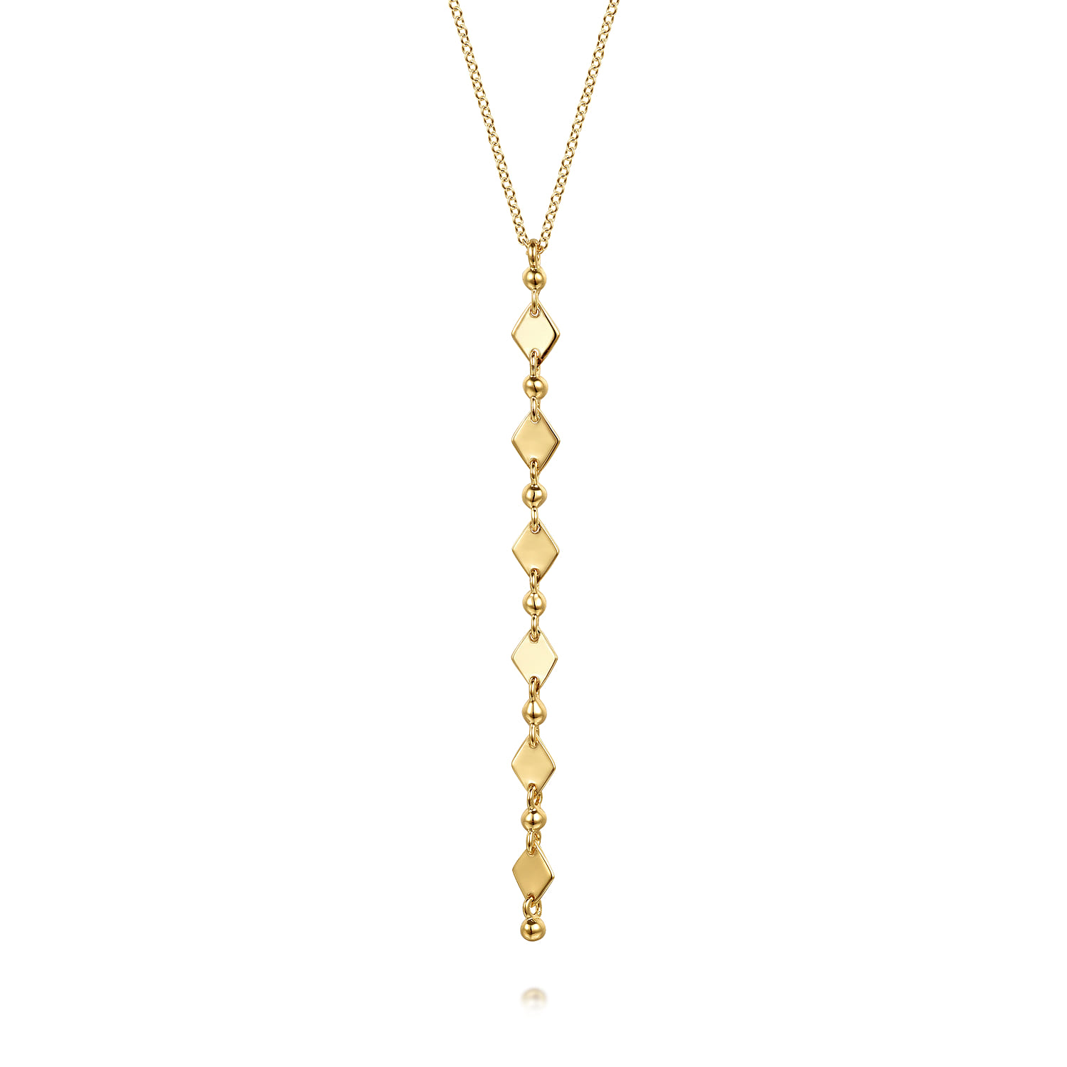 14K Yellow Plain Gold Vertical Bar Necklace - Shot 1