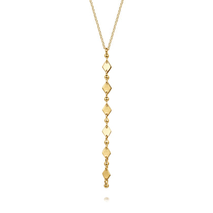 14K Yellow Plain Gold Vertical Bar Necklace