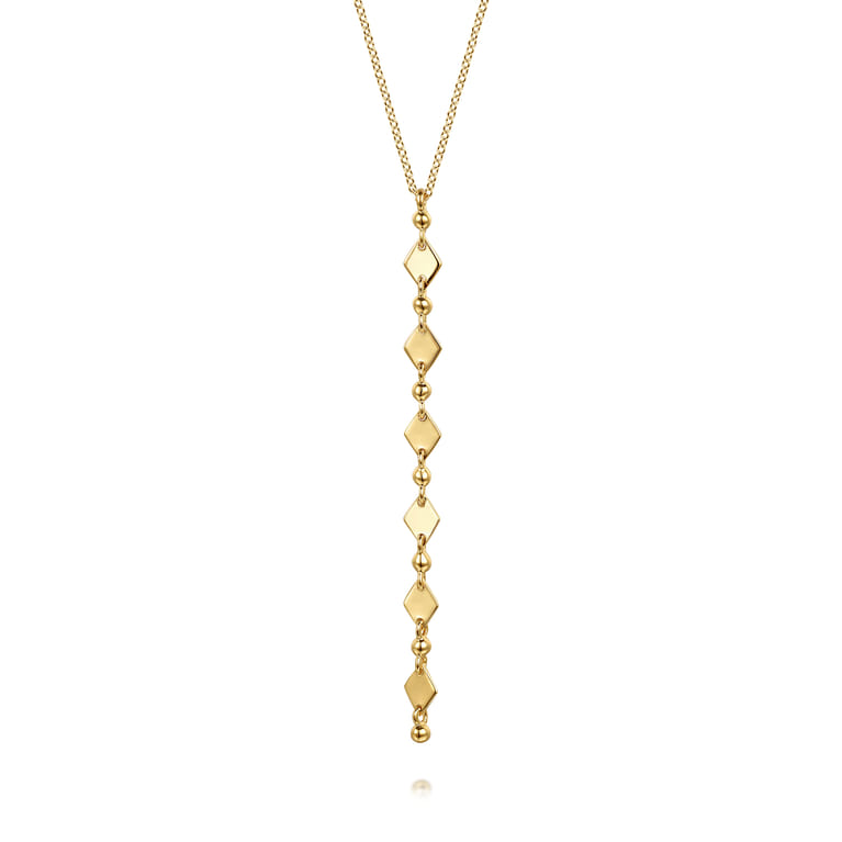 14K Yellow Plain Gold Vertical Bar Necklace - Shot 1