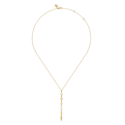 14K Yellow Plain Gold Vertical Bar Necklace