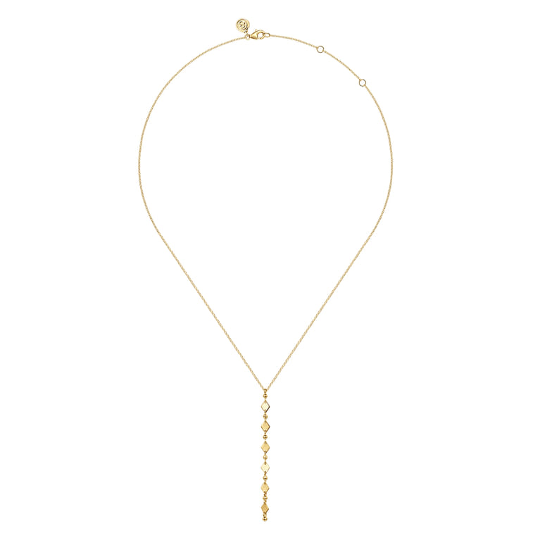 14K Yellow Plain Gold Vertical Bar Necklace - Shot 2