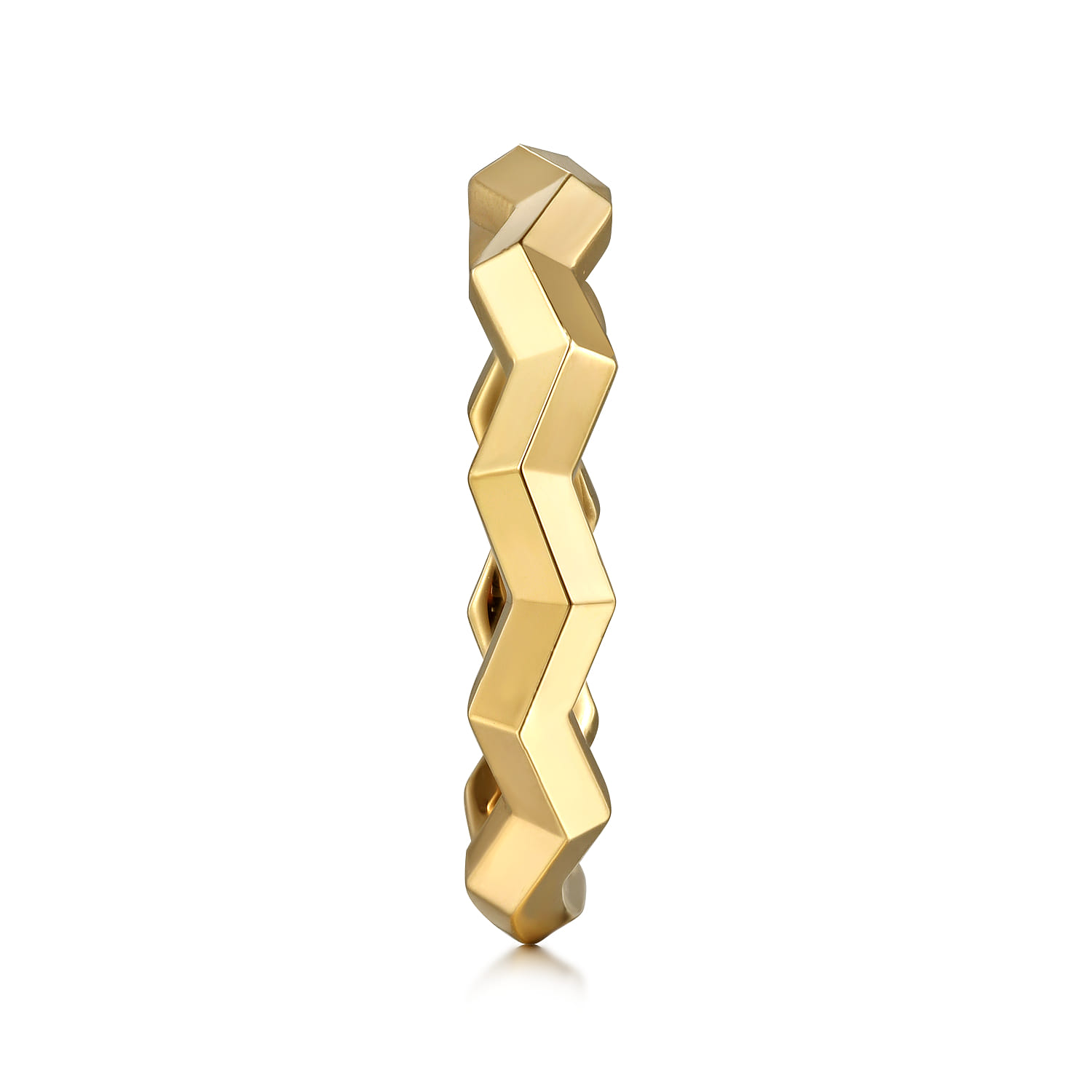 14K Yellow Plain Gold Zig-Zag Stackable Ladies Ring - Shot 4