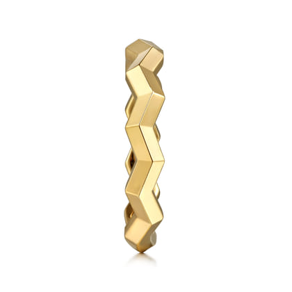 14K Yellow Plain Gold Zig-Zag Stackable Ladies Ring