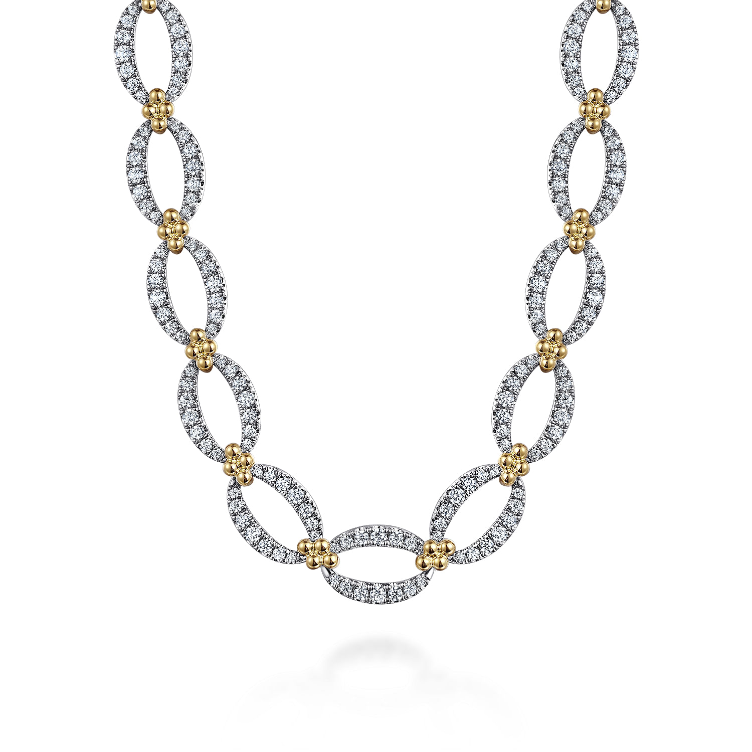 14K Yellow-White Chain Diamond Link Necklace
