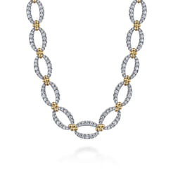 14K Yellow-White Chain Diamond Link Necklace