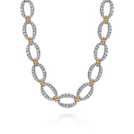 14K Yellow-White Chain Diamond Link Necklace