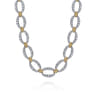 14K Yellow-White Chain Diamond Link Necklace - 4.05 ct