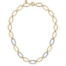 14K Yellow-White Chain Necklace with Diamond Link Stations - 3 ct
