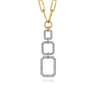 14K Yellow-White Chain Necklace with Geometric Pave Diamond Pendant - 1.05 ct