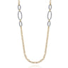14K Yellow-White Chain Necklace woth Oval Pave Diamond Stations - 6.75 ct