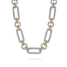 14K Yellow-White Chain Pave Link Necklace - 2.75 ct