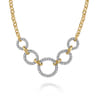 14K Yellow-White Diamond Circles Chain Necklace - 1 ct