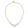 14K Yellow-White Diamond Circles Chain Necklace - 1 ct