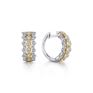 14K Yellow-White Gold 10mm Wide Diamond Huggies