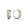 14K Yellow-White Gold 10mm Wide Diamond Huggies - 0.4 ct