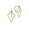 14K Yellow White Gold 25mm Twisted Rope Kite and Diamond Huggies - 0.13 ct