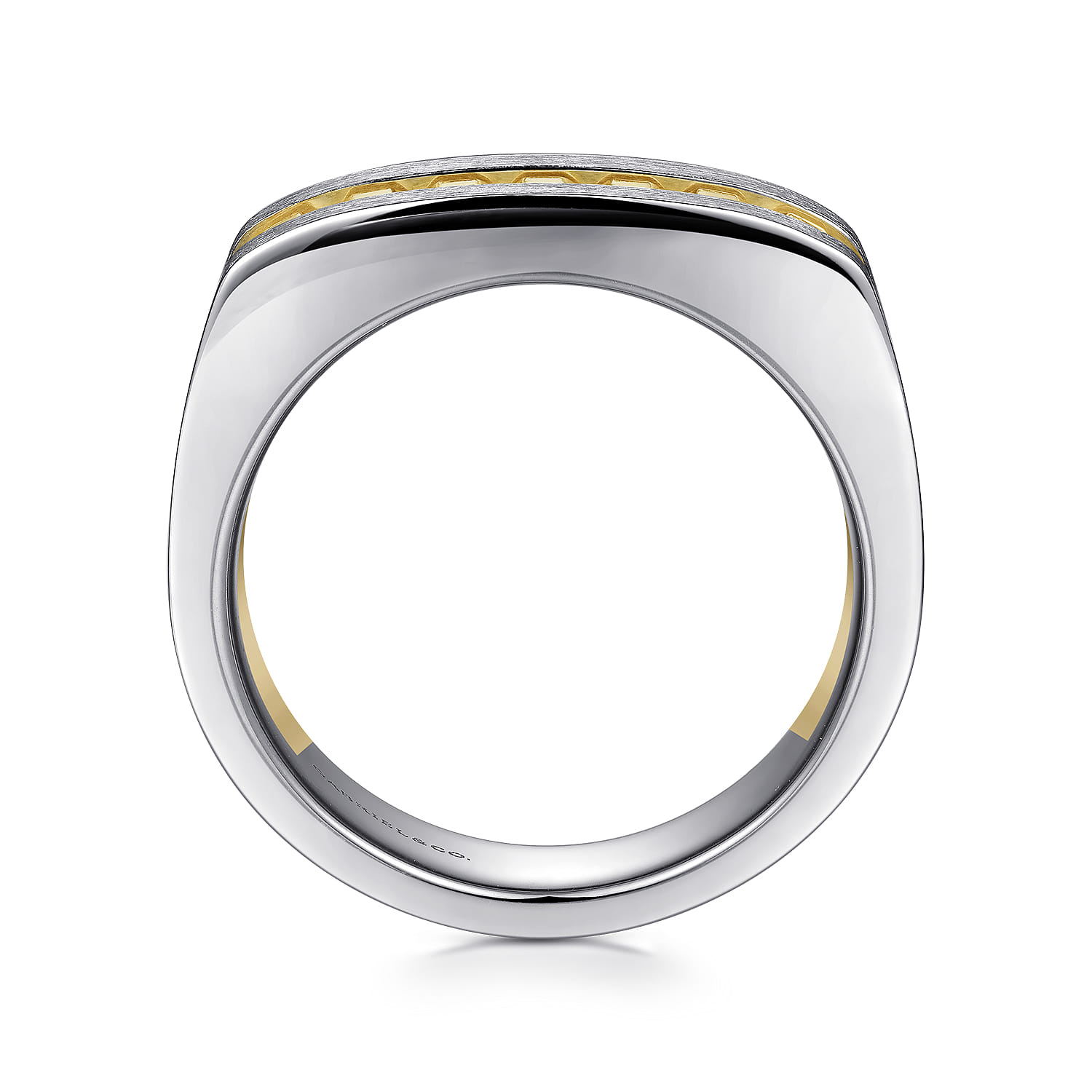 14K Yellow-White Gold Angular Ring in Satin Finish - Shot 2