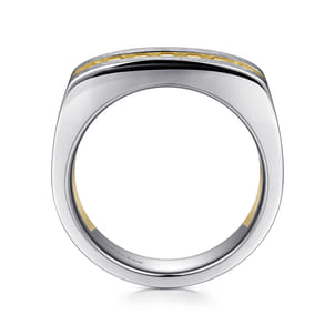 14K Yellow-White Gold Angular Ring in Satin Finish