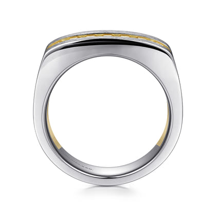 14K Yellow-White Gold Angular Ring in Satin Finish