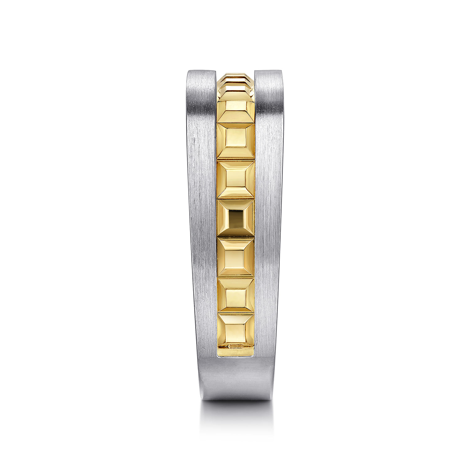 14K Yellow-White Gold Angular Ring in Satin Finish - Shot 4