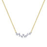 14K Yellow-White Gold Baguette and Round Diamond Zig Zag Necklace - 0.2 ct