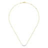 14K Yellow-White Gold Baguette and Round Diamond Zig Zag Necklace - 0.2 ct