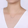 14K Yellow-White Gold Baguette and Round Diamond Zig Zag Necklace - 0.2 ct