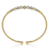 14K Yellow-White Gold Bujukan Bead Cuff Bracelet with Pave Diamond Stations - 0.35 ct