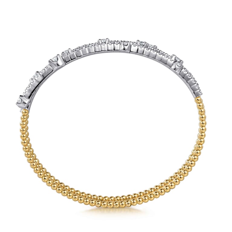 14K Yellow  White Gold Bujukan Diamond Bangle - 2.25 ct - Shot 3
