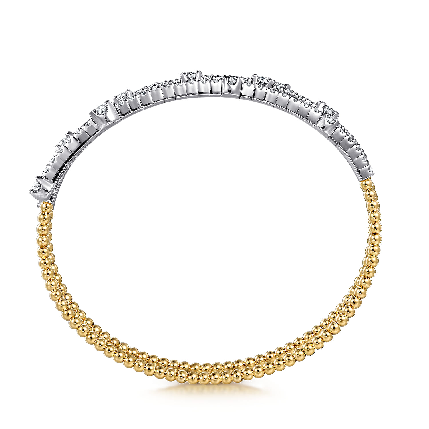 14K Yellow White Gold Bujukan Diamond Bangle - 2.25 ct - Shot 3