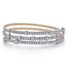 14K Yellow  White Gold Bujukan Diamond Bangle - 2.25 ct