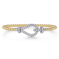 14K Yellow White Gold Bujukan Diamond Bangle